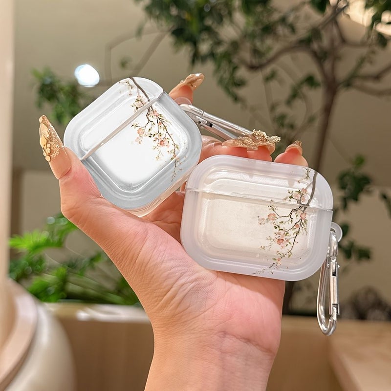 غطاء مضاد للصدمات ومقاوم للخدش من TPU لعلبة AirPods Pro 2، بنقشة زهرة البرقوق، غطاء واقي خفيف الوزن - Image 1