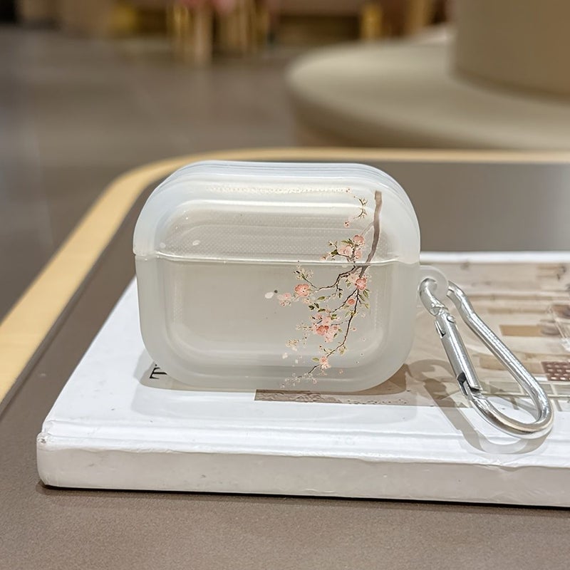 غطاء مضاد للصدمات ومقاوم للخدش من TPU لعلبة AirPods Pro 2، بنقشة زهرة البرقوق، غطاء واقي خفيف الوزن - Image 2