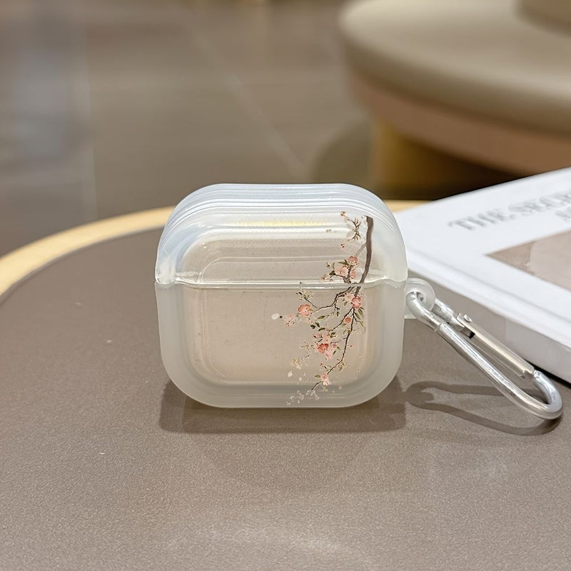 غطاء مضاد للصدمات ومقاوم للخدش من TPU لعلبة AirPods Pro 2، بنقشة زهرة البرقوق، غطاء واقي خفيف الوزن - Image 5