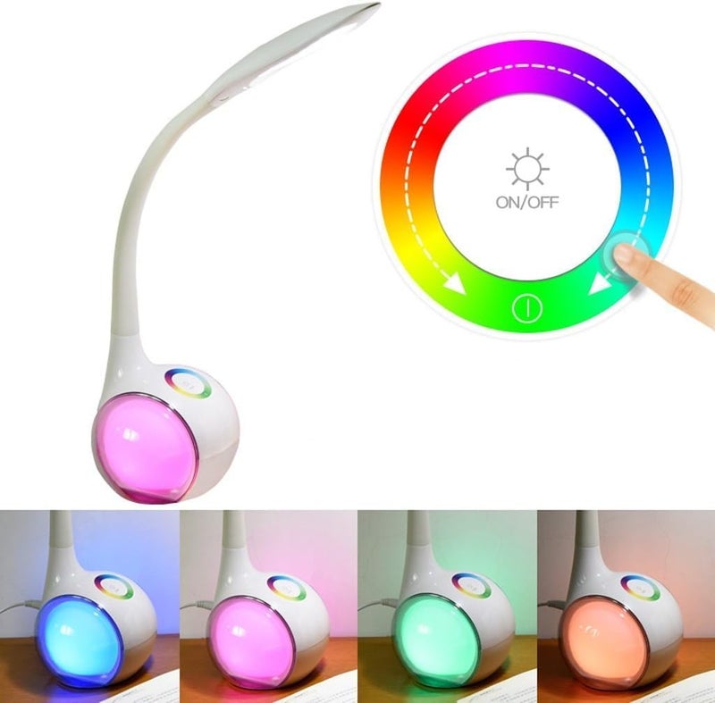 Niyanta Flexible Desk Table Lamp with RGB Night Light Smart Color Changeable LED Study Table LampColorful Atmosphere Light Bedroom Bedside Desk Reading Light for Student Kids Office - Image 2