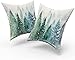 Giwawa Pine Tree Throw Pillow Covers 18x18 Set of 2 Watercolor Blue Green Cotton Square Rustic Style Natural Forest Fog Print Decorative Pillowcase Spring Summer Cushion Cover for Home Sofa Bed Outdoor - Image 2