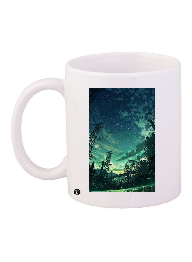 RYN Sky Printed Coffee Mug White/Blue/Black 11ounce