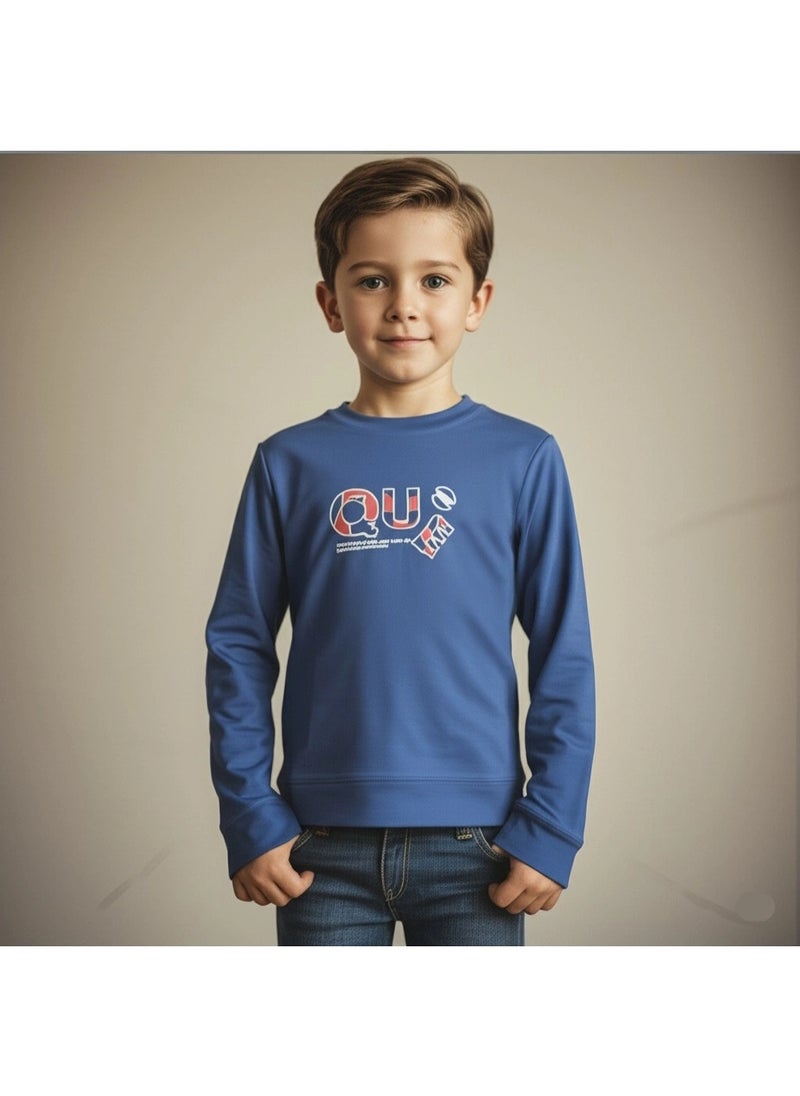ZAIN GOLDEN Brave Shirt with Graphic “QUE” on Long Sleeves ID2200 (Color: Blue) (Size: 3-4 Years)  - Image 1