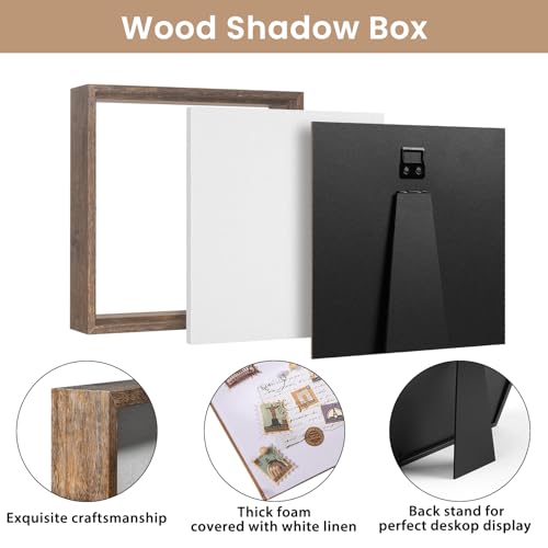 Califortree 8x8 Shadow Box Picture Frame - Memory Box Display Case for Memorabilia Flower Awards Medals Wedding Photos and Keepsake, Rustic Brown - Image 5