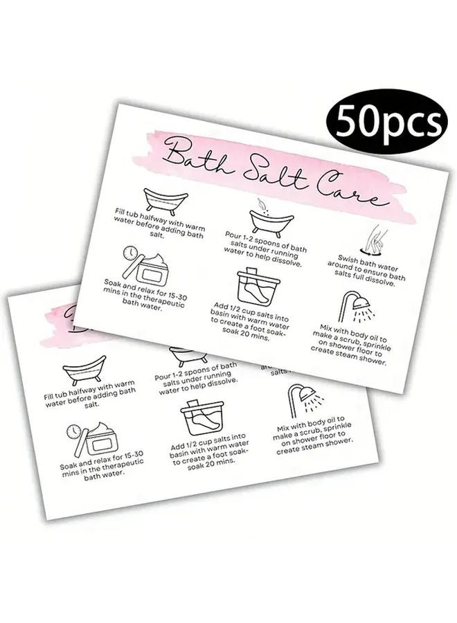 50 قطعة من بطاقات تعليمات العناية بملح الاستحمام لأوعية الجرار مع مغارف التغليف وأكواب وملصقات - Image 2