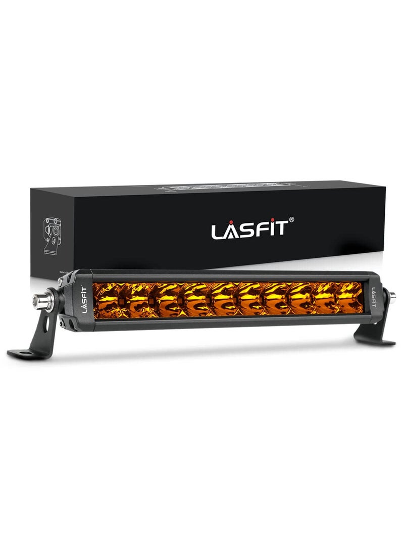 LASFIT LASFIT 12 inch Amber Light Bar, IP67 Waterproof LED Light Bar, Single Row Yellow LED Bar, Off Road Light Bar for Foggy/Night Driving for Pickup, Truck, SUV, ATV, UTV Bumper  - Image 1