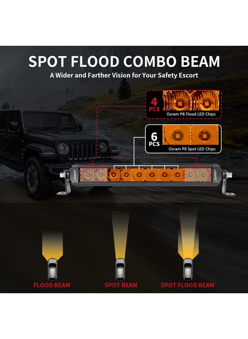 LASFIT LASFIT 12 inch Amber Light Bar, IP67 Waterproof LED Light Bar, Single Row Yellow LED Bar, Off Road Light Bar for Foggy/Night Driving for Pickup, Truck, SUV, ATV, UTV Bumper  - Image 4