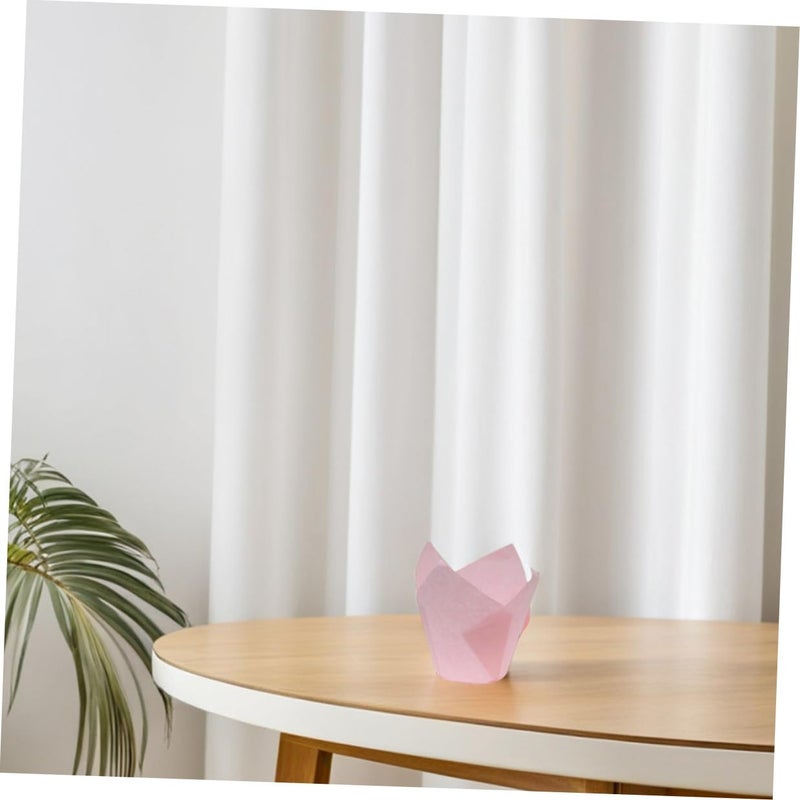 Pink Tulip Muffin Liners Greaseproof Baking Cups 50pcs for Birthday Wedding Party - Image 5