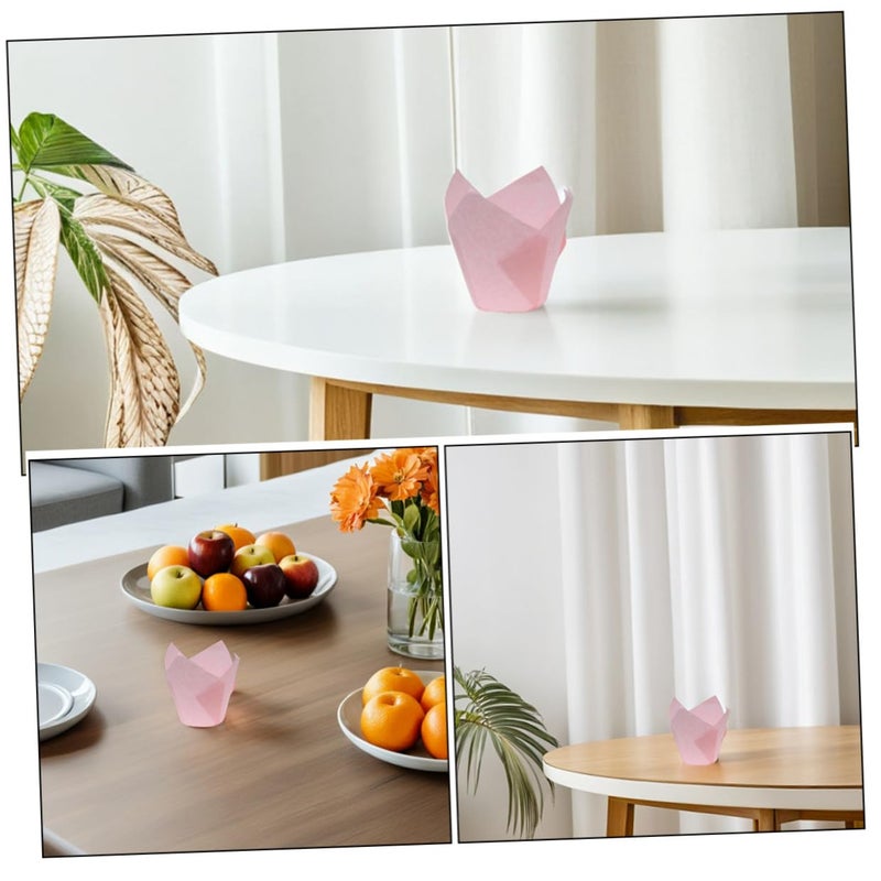 Pink Tulip Muffin Liners Greaseproof Baking Cups 50pcs for Birthday Wedding Party - Image 4