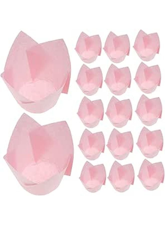Pink Tulip Muffin Liners Greaseproof Baking Cups 50pcs for Birthday Wedding Party - Image 1