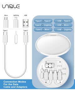 Unique 9-in-1 USB Charging Adapter Cable Kit, USB C to Lighting Adapter Box, Conversion Set USB A & Type C to Male Micro/Type C/Lightning, Data Transfer, Card Storage, Tray Eject Pin, Phone Holder (White)  - Image 3