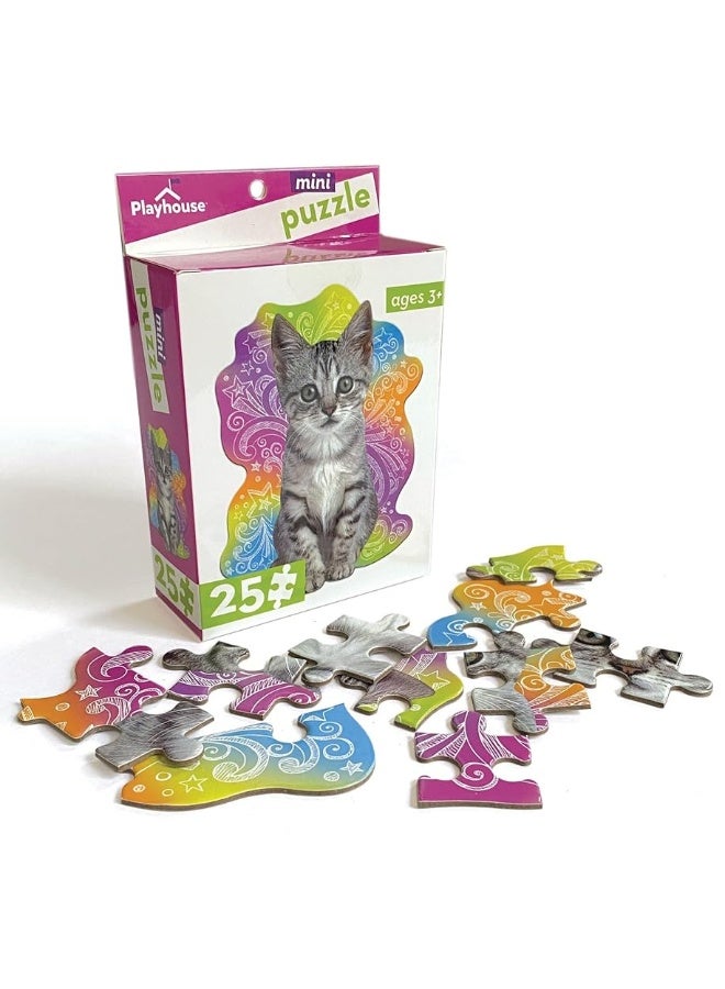 Playhouse Tabby Kitten 25piece DieCut Shaped Mini Puzzle for Kids - Image 1