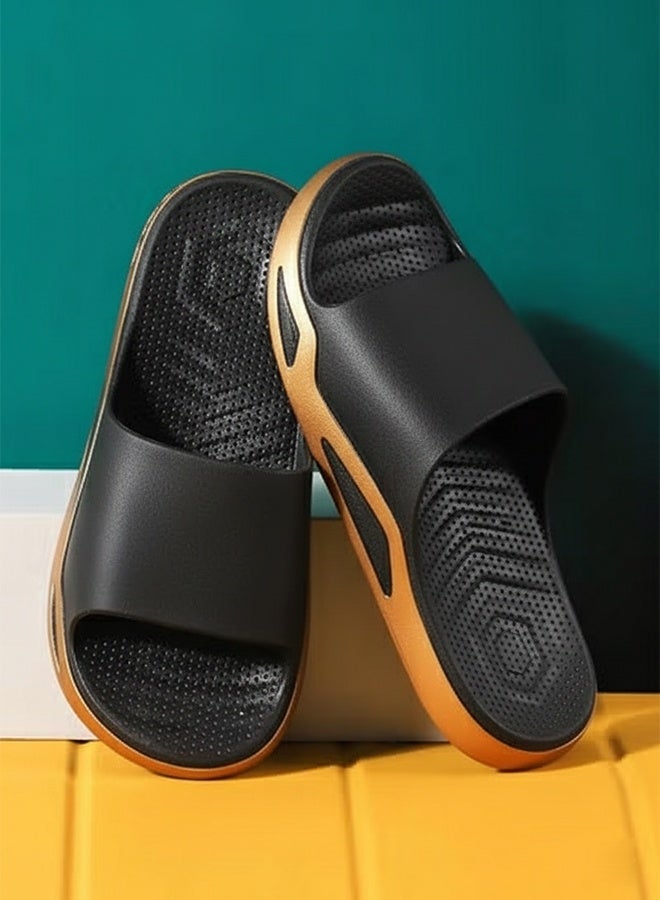 ZCM-HAPPY Unisex Shower Slippers Men's Women's Non-Slip Flat Sandals Suitable for Outdoor or Indoor or Bathroom Use - Image 1