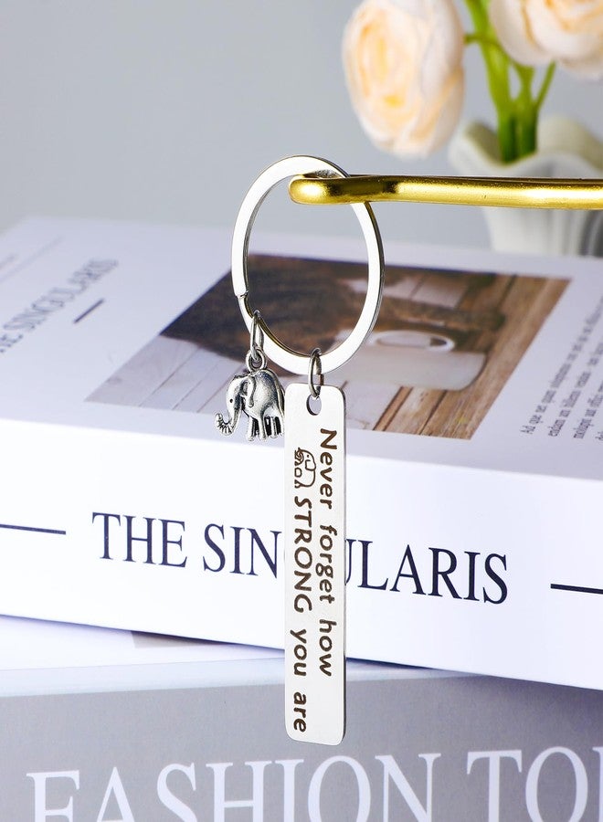 Ymapinc سلسلة مفاتيح على شكل فيل من Ymapinc، هدايا للنساء، لا تنسي أبدًا مدى قوتكِ، أفكار صداقة فضية، هدايا أخوية مع حكمة لحقيبة اليد، هدية عيد ميلاد أو عيد الميلاد - Image 4