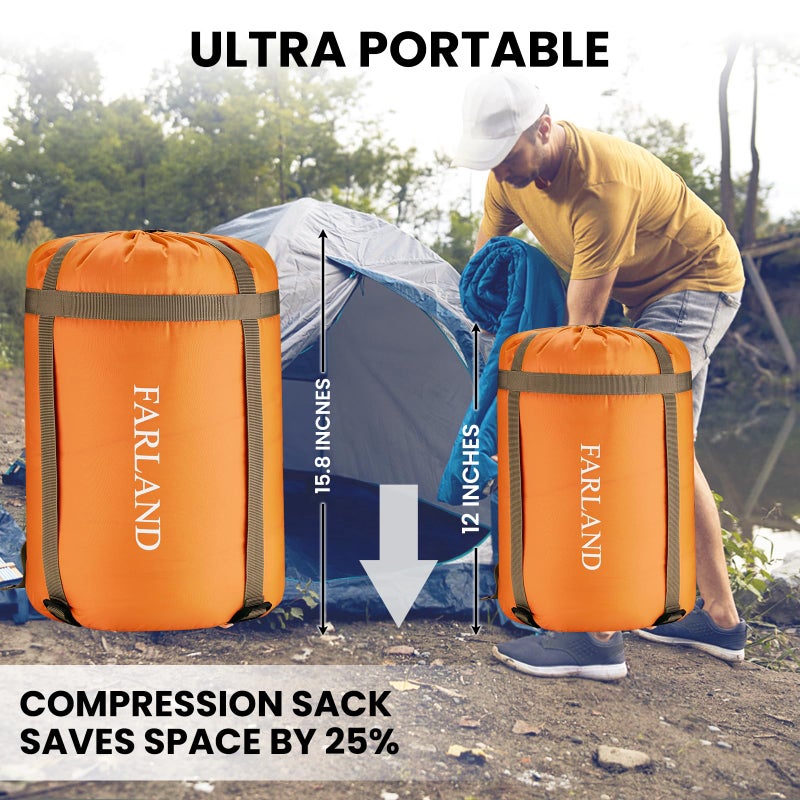 FARLAND Sleeping Bags 30â„‰ for Adults Teens Kids with Compression Sack Portable and Lightweight for 3-4 Season Camping, Hiking,Waterproof, Backpacking and Outdoors - Image 5