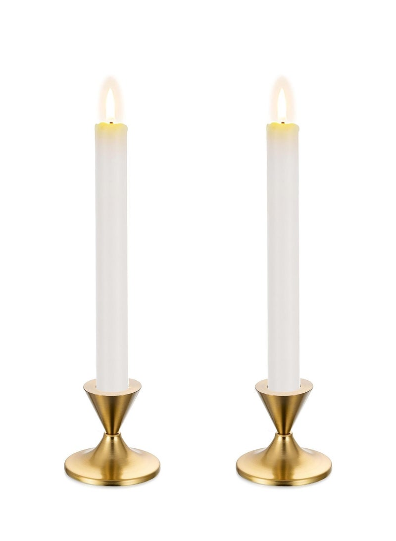 SYOSI Gold Candlestick Candle Holders, Taper Candle Holders Set of 2 for Decorative, Traditional Short Candle Holders for Dinning Table Fireplace Mantel Home Vintage Decor - Image 1
