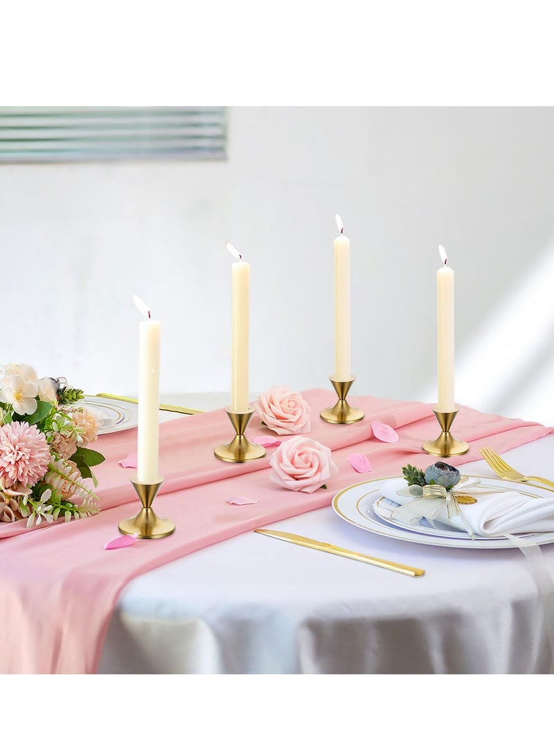 SYOSI Gold Candlestick Candle Holders, Taper Candle Holders Set of 2 for Decorative, Traditional Short Candle Holders for Dinning Table Fireplace Mantel Home Vintage Decor - Image 3