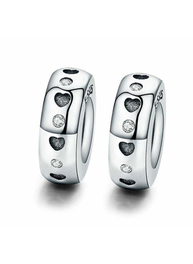 MEETCCY Charm Bracelet Spacer Beads Sterling Silver 2pcs Rubber Stopper Charm Spacer Beads for Pandora Charm Bracelet Compatible with European Charm Bracelet Beads, crystal, sterling silver - Image 1