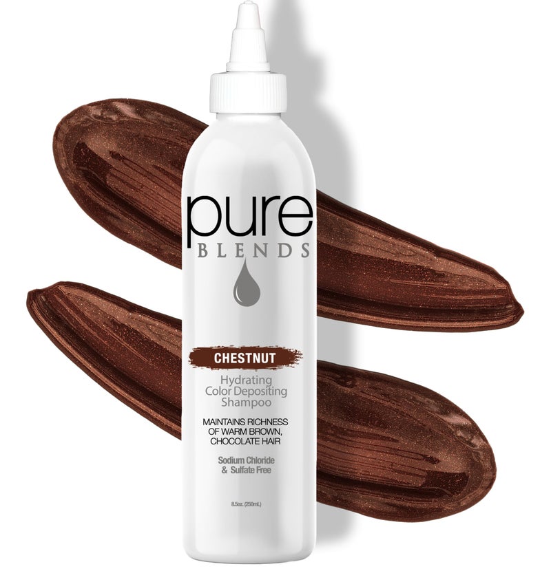Pure Blends Chestnut Hydrating Color Depositing Shampoo for Color Treated Hair 85 Oz  Semi Permanent Hair Dye Prevents Color Fade Extends Color Service Nourishes  Protects