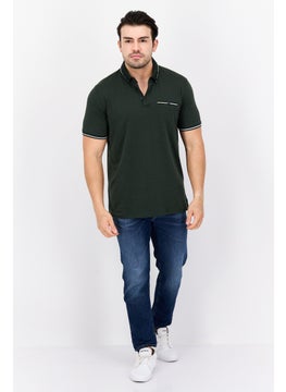 Cactus Man by Ricky Singh Men Regular Fit Textured Short Sleeves Front Pocket Polo, Dark Olive  - Image 4