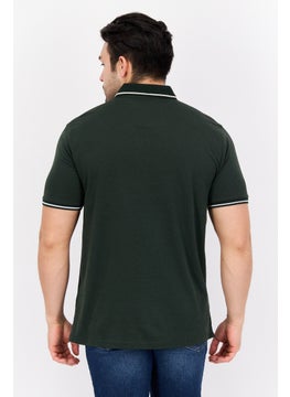 Cactus Man by Ricky Singh Men Regular Fit Textured Short Sleeves Front Pocket Polo, Dark Olive  - Image 3