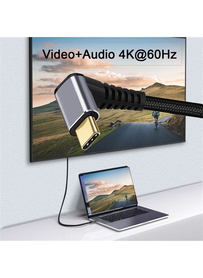 NFHK 90 Degree Up Down Angled Type-C USB-C Male to Male USB3.1 10Gbps 100W Data Cable for Laptop Phone 50CM - Image 2