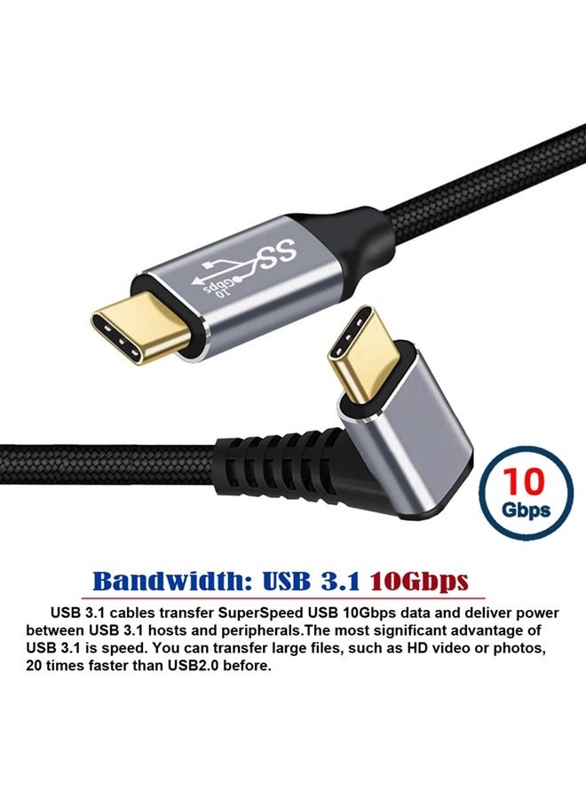 NFHK 90 Degree Up Down Angled Type-C USB-C Male to Male USB3.1 10Gbps 100W Data Cable for Laptop Phone 50CM - Image 5