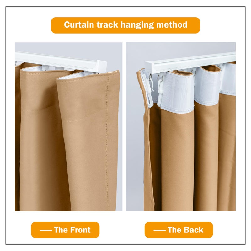 hoeflife Room Divider Curtains Blackout Floor to Ceiling Curtain with Hook Wall Mount Sliding Door Curtains Ceiling Mount Extra Wide Curtain Wall Divider for Room Separation (Khaki, W100 x H84 Inch) - Image 5