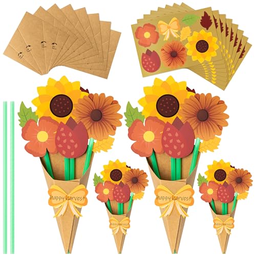 BeYumi Fall Flower Bouquet Craft Kit - 24Pcs Make Your Own Thankful Autumn Florals for Kids, Thanksgiving DIY Gift, School Classroom Home Fun Activities - Image 1