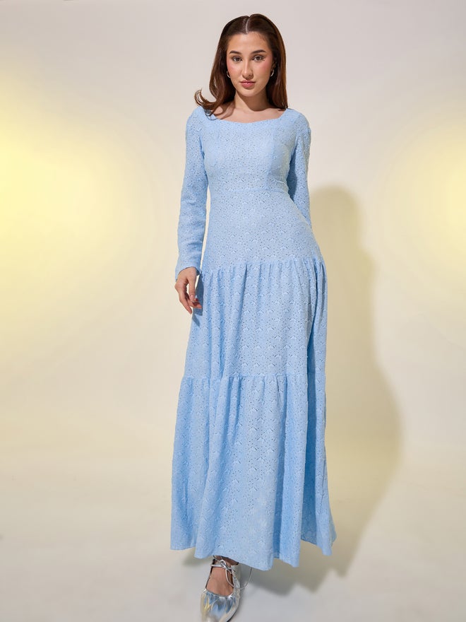 Take Two Texture Long Sleeves Square Neck Maxi Dress - Image 2
