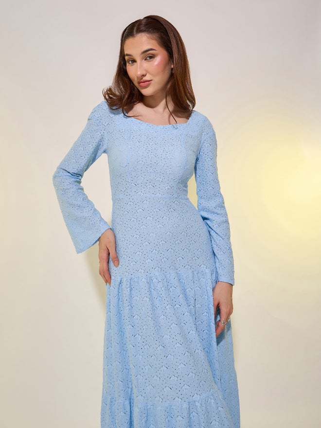 Take Two Texture Long Sleeves Square Neck Maxi Dress - Image 3