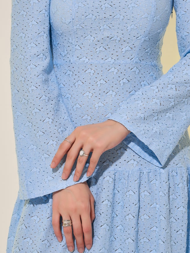 Take Two Texture Long Sleeves Square Neck Maxi Dress - Image 5