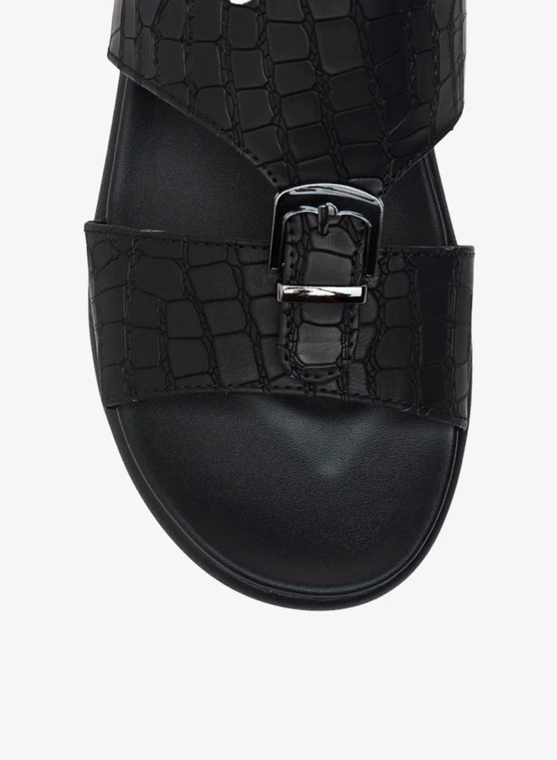 LBL by Shoexpress BLACK Buckle Accent Slip-On Arabic Sandals for Men | Best Price UAE