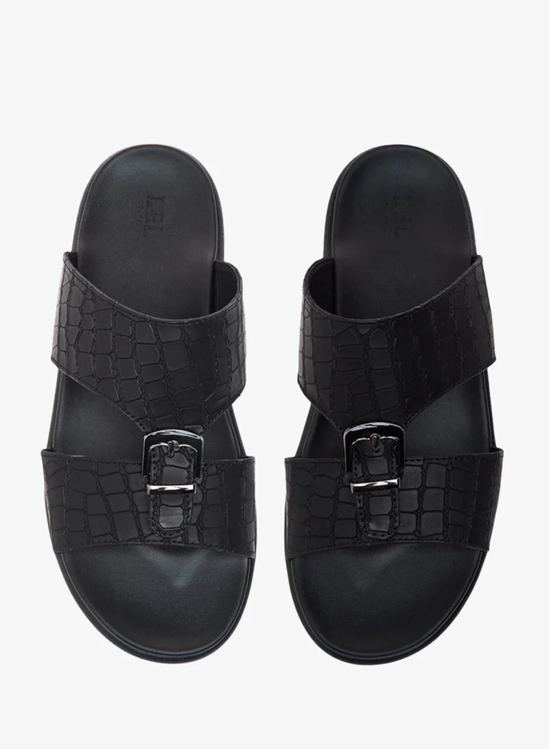 LBL by Shoexpress BLACK Buckle Accent Slip-On Arabic Sandals for Men | Best Price UAE