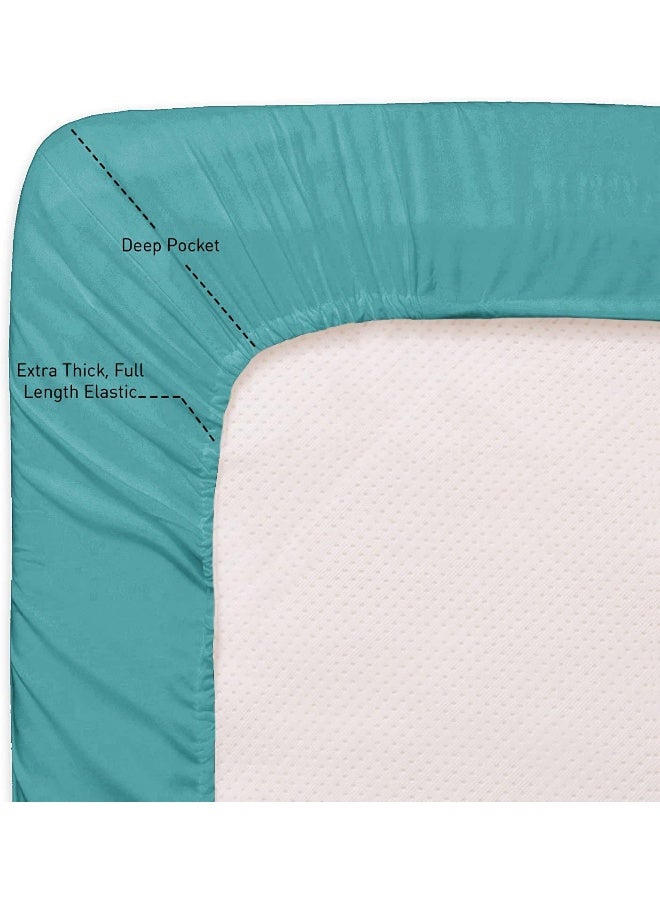 Home Must Haves 4 Piece Solid Color Luxury Bedding Extra Soft Cozy 12" Deep Pocket Sheet Set with Pillow Cases Wrinkle Fade Stain Resistant - Image 3