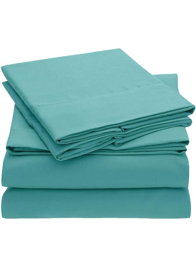 Home Must Haves 4 Piece Solid Color Luxury Bedding Extra Soft Cozy 12" Deep Pocket Sheet Set with Pillow Cases Wrinkle Fade Stain Resistant - Image 1