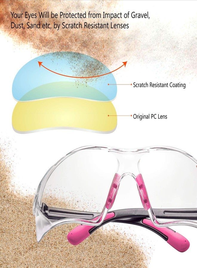 SAFEYEAR Women Safety GlAnti Fog Lens,HD Clear Scratch Resistant Work Glwith Adjustable Straps for Lady, No-Slip Grips,VU Protection for DIY, Lab, Welding,Chemistry(Pink) - Image 3
