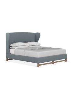 Homzmart Swedish Wood and Linen King  Bed 200×160×130 cm - Grey  - Image 1
