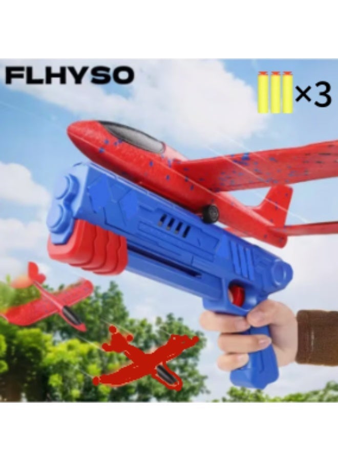 FLYHSO Children's Foam Throw Ejection Aircraft Gun Gyroplane Outdoor Interactive Toy - Image 1