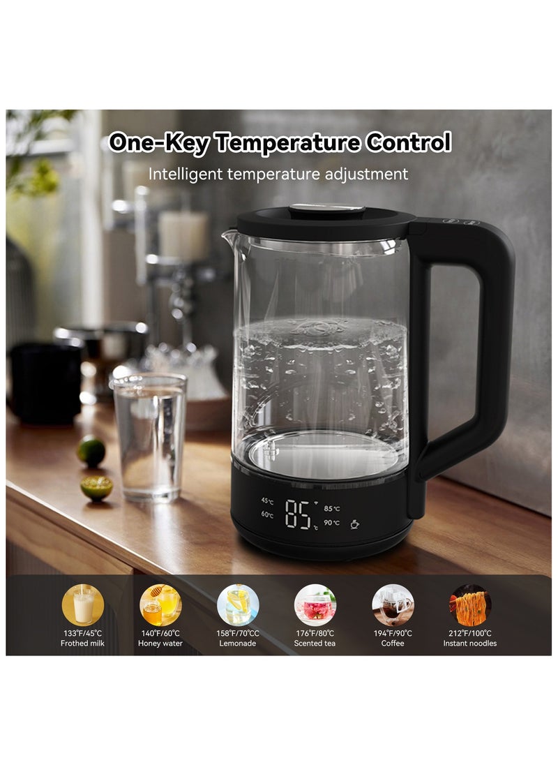 Perfin Electric Kettle Temperature control 1.8L 2200W Glass Kettle with 5 Preset Options& LED Display, Rapid Boil，Keep Warm Function, Water Kettle for Tea& Coffee  - Image 5