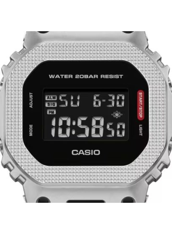 G-SHOCK G-STEEL Digital Watch GM‑5600M‑1PR, 49.6 mm Textured Metal Bezel & LCD Dial, Bio‑Based Resin Band, 200 m WR - Image 3