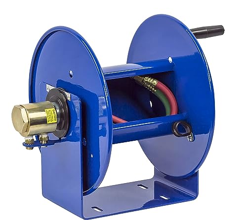 Coxreels 112WL-1-100 Hand Crank Steel Welding Hose Reel, 100W Series – ¼” x 100’, 200 PSI - Easy-to-Use Compact Design - Adjustable Tension Break - Heavy-Duty Steel Construction, Made in the USA, Blue - Image 2