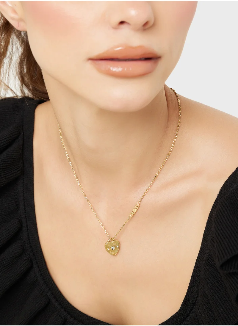 جس Jubn05056Jwygt/U 16-18 Inch Heart Charm Necklace