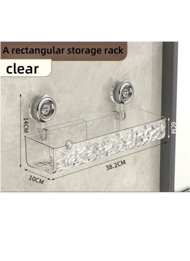 MLADEN Wall-Mounted Bathroom Shower Caddy with 4 Hooks,Transparent Bathroom Storage Rack Makeup Organizer Suction Cup Style Bathroom Organizer,Large Capacity Hanging Bathroom Storage Shelf No Drilling Bathroom Shower Shelf,Rustproof Shower Shelf for Bathroom, Dorm, Toilet, Kitchen  - Image 2