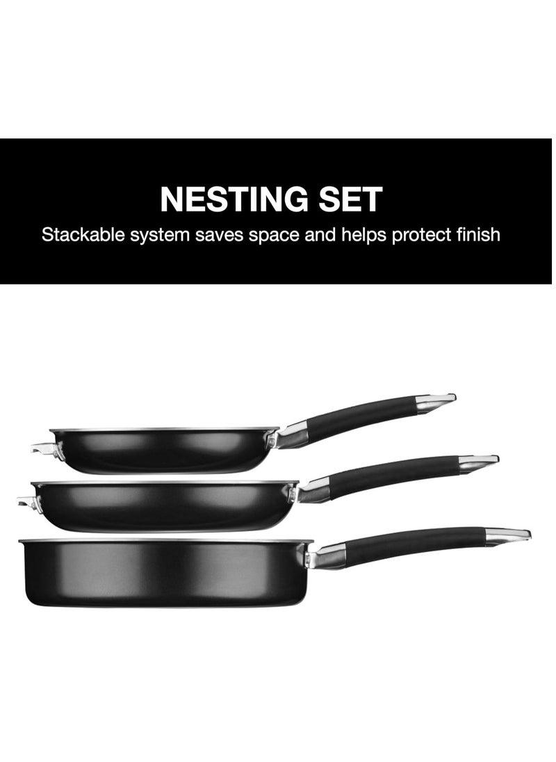 Cuisinart - Non - Stick Nesting Cookware Set - 11 Pieces Inclusds Saucepan, Saute Pan, Stock Pot, and Skillets Black - Image 1