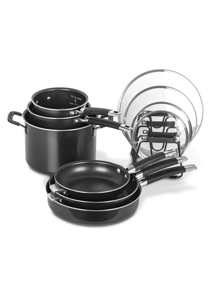 Cuisinart - Non - Stick Nesting Cookware Set - 11 Pieces Inclusds Saucepan, Saute Pan, Stock Pot, and Skillets Black - Image 1