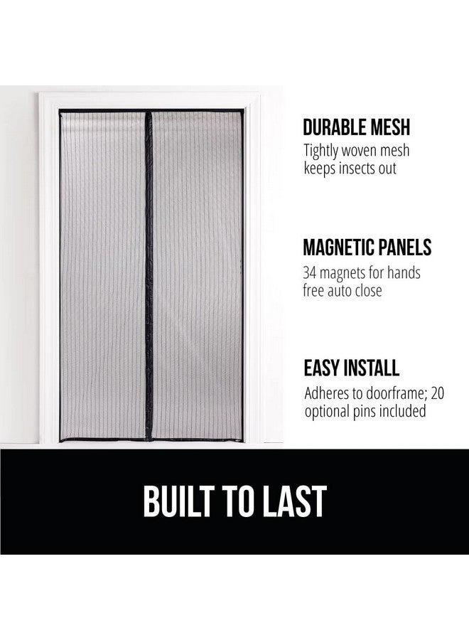 غوريلا جريب باب شاشة مغناطيسي من GORILLA GRIP، ستارة شبكية بدون استخدام اليدين تمنع دخول الحشرات والبعوض، إغلاق مغناطيسي تلقائي، غطاء قوي لأبواب الفناء المنزلقة للكلاب، واقي شاشة للنافذة، أسود 38 × 82 - Image 2