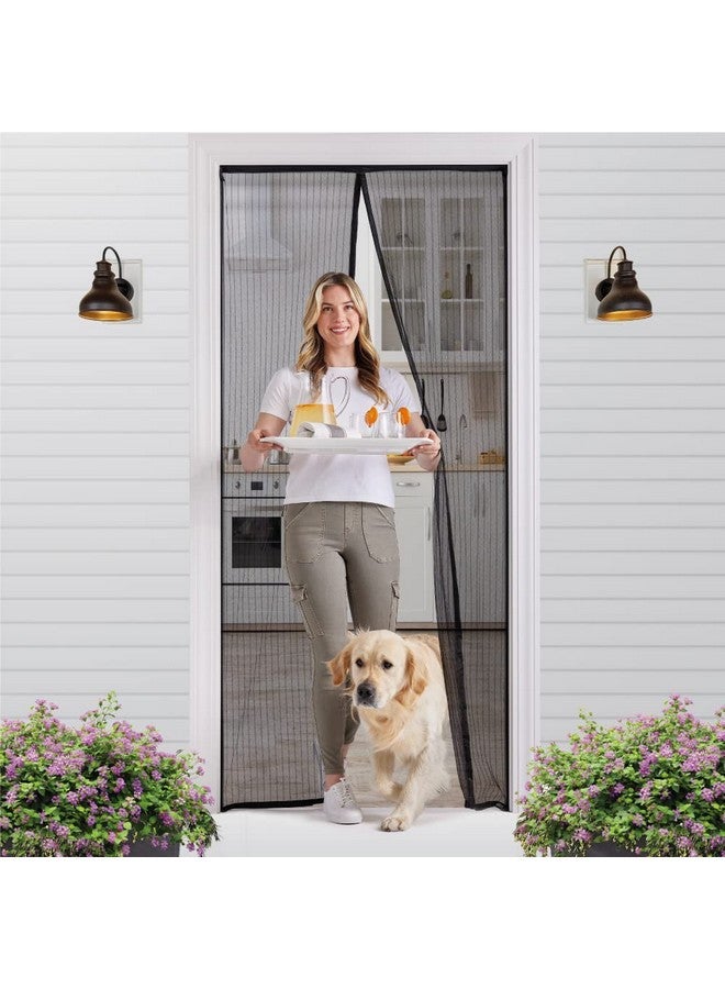 غوريلا جريب باب شاشة مغناطيسي من GORILLA GRIP، ستارة شبكية بدون استخدام اليدين تمنع دخول الحشرات والبعوض، إغلاق مغناطيسي تلقائي، غطاء قوي لأبواب الفناء المنزلقة للكلاب، واقي شاشة للنافذة، أسود 38 × 82 - Image 1