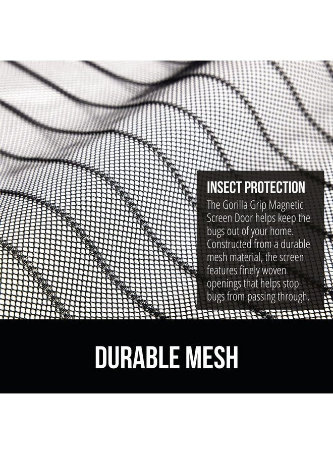 غوريلا جريب باب شاشة مغناطيسي من GORILLA GRIP، ستارة شبكية بدون استخدام اليدين تمنع دخول الحشرات والبعوض، إغلاق مغناطيسي تلقائي، غطاء قوي لأبواب الفناء المنزلقة للكلاب، واقي شاشة للنافذة، أسود 38 × 82 - Image 3
