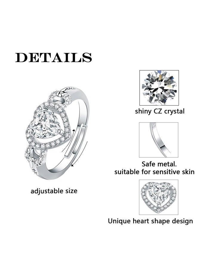 Luckilemon Moissanite Adjustable Engagement Ring, Promise Eternity Ring for Women,Wedding Rings,Jewelry Gift,Friendship Promise Fashion Jewelry Valentine Gifts for Women - Image 4